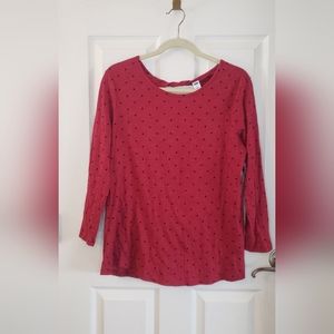 NWT Old Navy Dark Red with Black Dots 3/4 Sleeve Shirt